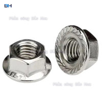 201/304Đai Ốc Mặt Bích Bằng Thép Không GỉM4/M5/M14Đai Ốc Mặt Bích Mạ Kẽm Mặt Bích Lục Giác Có Đệm