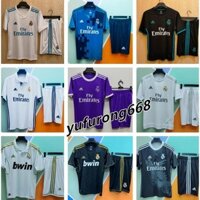 2017 2018 Real Madrid Home and Away Fan Edition Bộ áo bóng đá dành cho người lớn + quần short