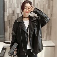 2017 mùa xuân Hàn Quốc phiên bản của lỏng kích thước lớn đầu máy thời trang giản dị dây kéo lựa chọn PU da phụ nữ áo khoác ngắn áo khoác
