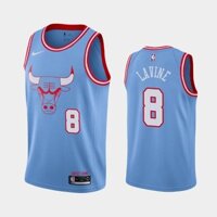 2019-20 Nam NBA Chicago Bulls chính hãng mới #8 Zach LaVine City Edition Jersey Swingman Heat-pressed Blue S