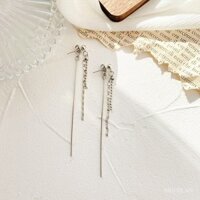 2019 Mới Phong Cách Hàn Quốc và Nhật Bản Bông Tai Dài Thon Gọn Thanh Lịch Kiểu IU Bông Tai Tua Rua Siêu Tiên Đa Năng Kẹp Tai Vít Giọt Tai