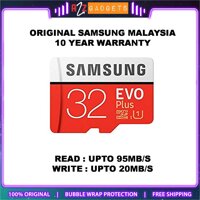 2019 Samsung 32 GB 95 MB/giây Micro SD Evo Plus Class 10 MicroSDHC UHS-I Với Bộ Chuyển Đổi Miễn Phí-Samsung Malaysia Bảo Hành Chính Thức (10 Năm) Thẻ Nhớ