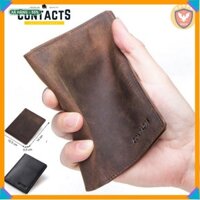 2020 Contact KITM1275 BH 2 Năm II Bóp Ví Đứng Hộ Chiếu Passport Da Ngựa Điên Men Wallet Genuine Bò - Nam Nữ l