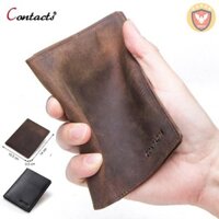 2020 Contact M1275 BH 2 Năm - Bóp Ví Đứng Hộ Chiếu Passport Da Ngựa Điên Men Wallet Genuine Bò - Nam Nữ *