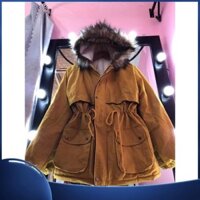 [2021] Áo Khoác Kaki Nữ Lót Lông Mềm Mịn 3 Lớp Hàng Cao Cấp Thời Trang Mùa Đông Ấm Áp.