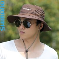 2021 Shimano Thời Trang Mới Mùa Hè Mũ Xô Nam Ngoài Trời Câu Cá Đi Bộ Đường Dài Mũ Đi Biển Lưới Thoáng Khí Chống Tia UV Mũ Chống Nắng Lớn Vành Rộng