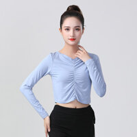 2021 Trang phục khiêu vũ Latin, trang phục tập nhảy cho phụ nữ, áo dài tay có dây rút mới, trang phục nhảy sexy