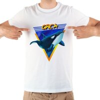 2022 Cotton Top Tee Orcinus orca áo thun nam mùa hè mới màu trắng tay ngắn giản dị homme mát sát thủ cá voi áo sơ mi