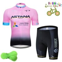 2022 MỚI Trẻ Em Đi Xe Đạp Jersey Astana Trẻ Em Mùa Hè Đi Xe Đạp Bộ Áo Bé Trai Quần Short Xe Đạp Bộ Đội Trẻ Em Quần Áo Đi Xe Đạp