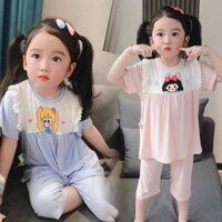 2022 summer children's thin pyjama Suit Girls' exotic lovely home clothes baby cartoon comfortable air conditioning clothes