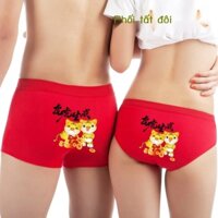 ✻☏2022 Year of the Tiger cặp đôi đồ lót nam và nữ đồ lót cotton pantyhose giữa eo hổ Shengwei kết hôn với quần lót đỏ nă