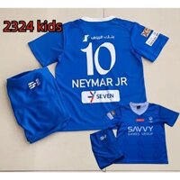 2023 / 24 Mới Top Thái Trẻ Em Al Hilal Nhà #10 Áo sơ mi NEYMAR JR Áo thun bóng đá Bộ dụng cụ áo bóng đá