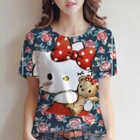2023 Áo Thun Hello Kitty Tay Ngắn