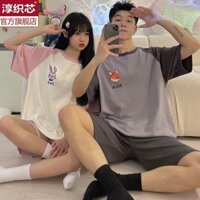 2023 Cặp Đôi Bộ Đồ Ngủ Nam Nữ Phong Cách Ngày Quần Short Tay Ngắn Hoạt Hình Thỏ Cảnh Sát Trưởng Homewear Phù Hợp Với 3.18
