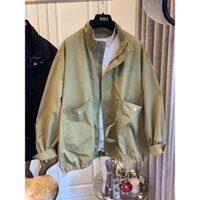 2023 Đầu Thu Mới Ngắn Kaki Áo Khoác Gió Nữ Xuân Thu Đa Năng Rời Retro Cổ Đứng Cổ