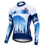 2023 đi xe đạp jersey nam xe đạp leo núi jersey mùa thu mtb xe đạp áo sơ mi dài tay đường đua áo sơ mi hàng đầu autumn skull blue