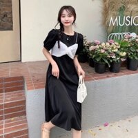 2023 Giả Hai Mảnh Ôm Hơn Thiết Kế Đầm Nữ Phối Ren Nơ Nơ Nẹp Sang Trọng Giữa Chiều Dài Orang