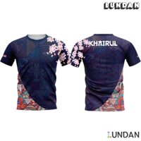 2023 mới [Áo nam thiết kế mới chất lượng cao sợi nhỏ hoa anh đào áo sơ mi ngắn tay đội tuyển Malaysia