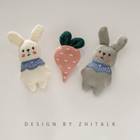 2023 Mới Ins Hoạt Hình Búp Bê Thỏ Vải Lông Thú Trâm Cài Túi Đeo Sau Cổ Phụ Kiện Thỏ