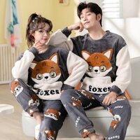2023 Mới Thu Đông Cặp Đôi Bộ Đồ Ngủ San Hô Lông Cừu Nam 200G Lót Lông Cừu Dày Flannel Ấm Áp Loungewear Shop Luyoo06 vn