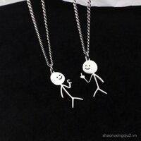 2023 Mới Vui Nhộn Cá Tính Dây chuyền Stickman Hoạt Hình Dễ Thương Unisex Cặp Đôi Trang Sức Inox Hợp Thời Trang