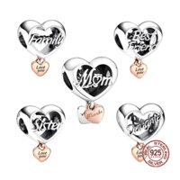 2023 NEW Minimalist Authentic 925 Sterling Silver Love You Family Mum Daughter Sister Best Friend Heart Charm Bead Fit Pandora Bracelet Jewelry