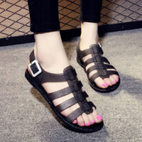 2023 Phiên Bản Hàn Quốc Giày Sandal Nhựa Nữ Đế Phẳng Sinh Viên Chống Trơn Trượt Pha Lê Trong Suốt Thạch Giày Đi Biển Giày Nhựa✨0403✨