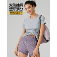 2023 Xuân Hè Áo Yoga Tay Ngắn Mới Dành Cho Nữ Áo Thể Thao Nhanh Khô Chạy Bộ Tập Thể Dục Ôm Sát