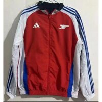 2024-25 Arsenal Nam Sân Khách Hai Mặt silica gel Áo Gió Áo Khoác Bóng Đá Tracksuit Zip Áo Khoác Dài Tay Huấn Luyện Bóng Đá Mặc