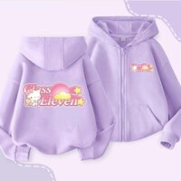 2024 Bé Gái Hello Kitty Cinnamoroll Áo Khoác Zip Up Mùa Đông Dày Có Mũ Trùm Đầu Hoạt Hình Áo Khoác