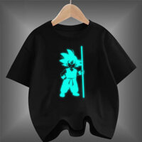 2024 Bigboy Áo Phông Dạ Quang Thời Trang Trẻ Em Bé Trai Anime Goku Phát Sáng Áo Thun Tay Ngắn Mùa Hè Áo Thun Cho Bé Trai