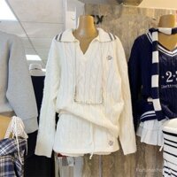 2024 Bộ áo len họa tiết thời trang phong cách đại học cho phụ nữ, áo len cổ gập mùa đông, áo đan và quần short, bộ hai mảnh