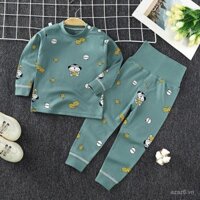 2024 Bộ đồ lót nhiệt cotton nguyên chất mới cho trẻ em, bộ đồ ngủ mùa thu đông xuân