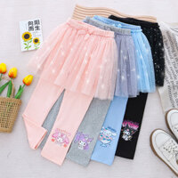2024 Cinnamoroll Kuromi Thu Đông Mới Phong Cách Hàn Quốc Bé Gái Váy Quần Bé Gái Lưới Quần Legging Dài Có Hoạt Hình