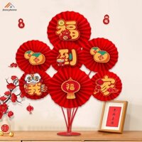 2024 cny quạt gấp treo tường lễ hội mùa xuân nền trang trí biểu ngữ trang trí tường hộ gia đình