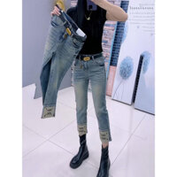 2024 Đầu Thu Phong Cách Mới Cao Cấp Retro Quần Jean Nữ Béo mm Mắt Cá Chân Dài Tất Cả Trận Đấu Slim-Fit Ôm Hơn Nhìn Thẳng