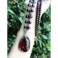 2024 Dây chuyền áo len nữ mới, dây chuyền Ruby tuyên bố, dây chuyền mặt lớn, mặt dây chuyền thời trang, phụ kiện bạc cho phụ nữ