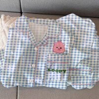 2024 đồ bộ Xuân Thu đồ mặc nhà Phong Cách Mới set quần áo loopy Bộ Đồ Ngủ nữ pijama bộ dài tay Cardigan Với Hoạt Hình Kẻ Sọc Kích Thước Lớn