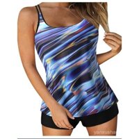 2024 Đồ bơi tankini boxer hai mảnh in kích thước lớn mới cho phụ nữ