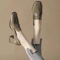 2024 Giày Da Nữ Cao Gót Phong Cách Mới Giày Tăng Chiều Cao 5cm