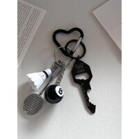 2024 Handmade Thiết Kế Trang Điểm Cầu Lông Trái Tim Carabiner Ba Lô Đồ Trang Trí