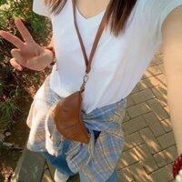 2024 Kiểu Mới Chia Sẻ ~ Túi Da Mềm Hình Sừng Túi Đựng Tiền Xu Túi Đựng Thẻ Túi Đeo Cổ Túi Chìa Khóa Nữ