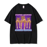 2024 Mèo Mewing Weirdcore Bị nguyền rủa Meme T Hàm Looksmaxing Ngộ nghĩnh Áo Sơ Mi Nam Cotton Ngắn Tee