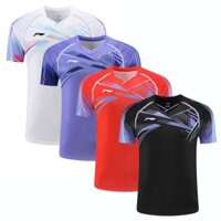 2024 Mới Li Ning Cầu Lông Thời Trang Thể Thao Áo Thun Tay Ngắn Nam Nữ Bóng Bàn Thi Đấu Áo Thun