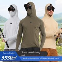 2024 Mới Lưới Dài Tay Auti-UV Áo Khoác Nam Thoáng Khí Khô Nhanh Chống Tia UV Chống Mài Mòn Băng Cảm Thấy Vải Câu Cá Cắm Trại Chạy Ngoài Trời Áo Chống Nắng