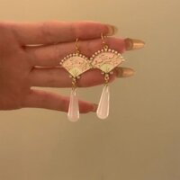 2024 Mới Phong Cách Trung Hoa Phong Cách Trung Hoa Ngọc Quạt Bông Tai Nữ Cao Cấp Niche Phong Cách Cổ Đại Hanfu Bông Tai Đẹp20250327