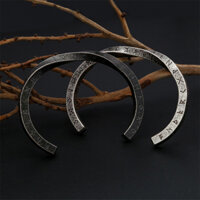 2024 Mới Punk Vintage Đen Bạc Màu Viking Xoắn Vòng Tay Thép Không Gỉ Vòng Tay Lắc Tay Cho Nam Quà Tặng