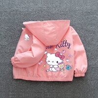 2024 Mùa Xuân Mới Thu Trẻ Em Bé Gái Áo Khoác Hello Kitty Cinnamoroll In Hình Dễ Thương Thiếu Niên Chống Gió Áo Khoác Chống Thấm Nước Trẻ Em Áo Khoác Ngoài