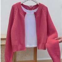 2024 năm áo len có khóa kéo áo len đẹp mới đẹp trai mâm xôi Màu Đỏ rộng rãi Dây Kéo dệt kim áo khoác nữ