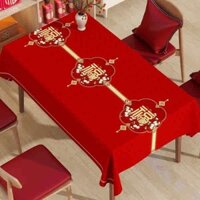 2024 New Year's theme tablecloth: waterproof ,oil-proof ,wash-free ,light luxury ,high-end rectangular red festive